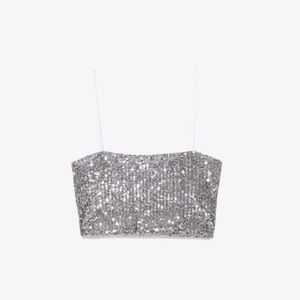 Zara - Silver Sequin Tube Top